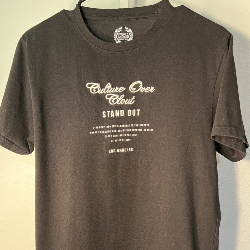 Bordo Cromato CR-24 "Culture over Clout" Black Embroidered Tee T-Shirt SZ Med
